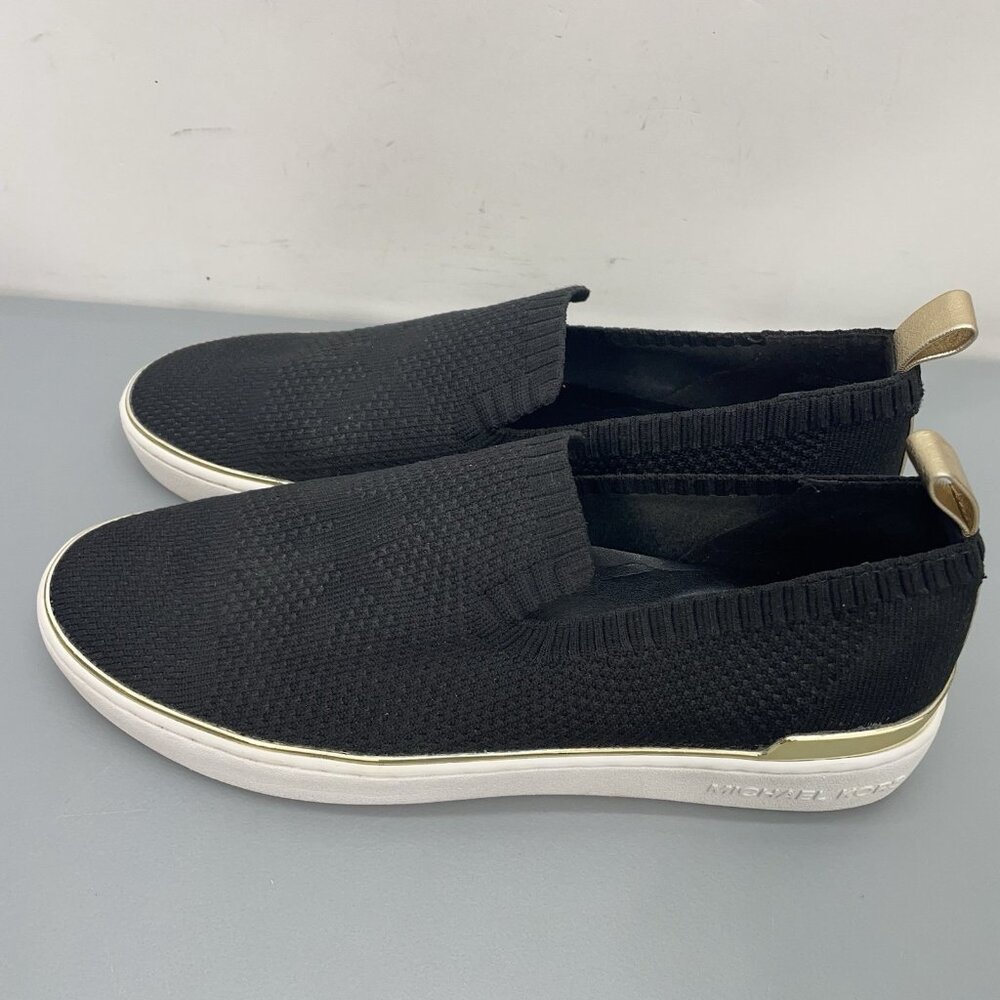 Michael Kors Skyler Knit Sneakers Loafers Slip On Black Gold Womens 8.5 - Picture 7 of 14